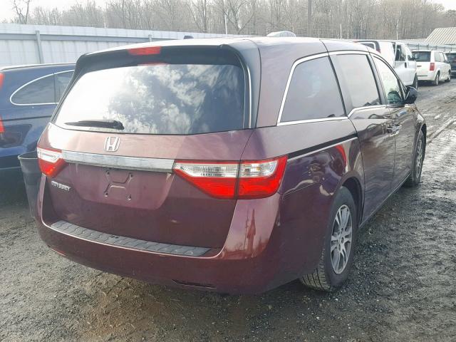 5FNRL5H68BB031764 - 2011 HONDA ODYSSEY EX BURGUNDY photo 4