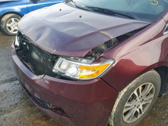 5FNRL5H68BB031764 - 2011 HONDA ODYSSEY EX BURGUNDY photo 9