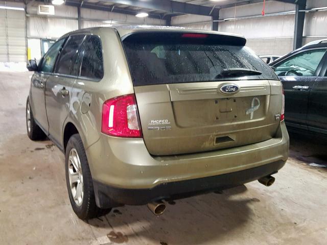 2FMDK4JC0DBE26802 - 2013 FORD EDGE SEL GREEN photo 3