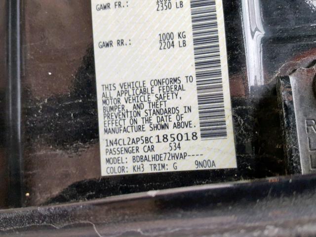 1N4CL2AP5BC185018 - 2011 NISSAN ALTIMA HYB BLACK photo 10