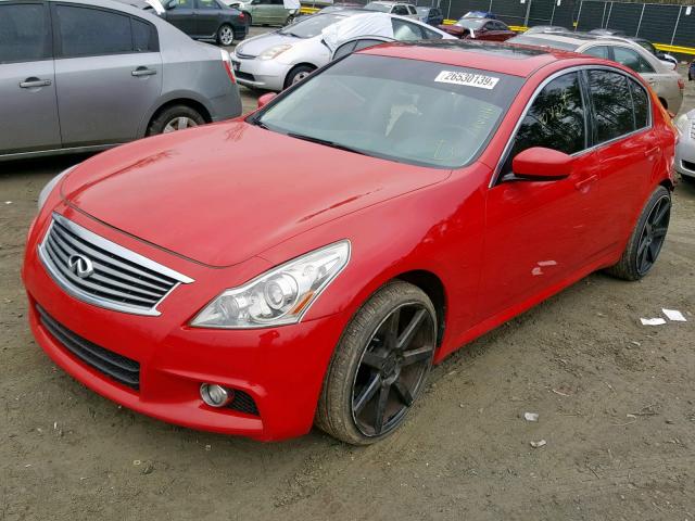 JN1CV6AR0DM352592 - 2013 INFINITI G37 RED photo 2