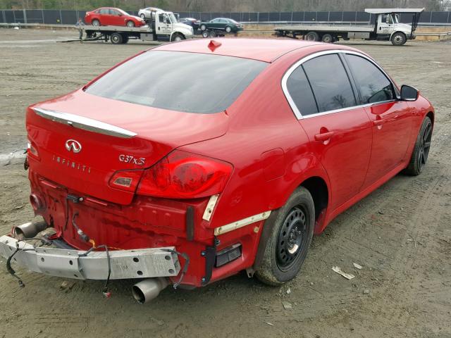 JN1CV6AR0DM352592 - 2013 INFINITI G37 RED photo 4