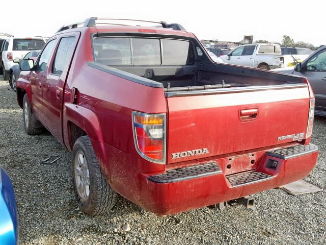 2HJYK16426H553276 - 2006 HONDA RIDGELINE MAROON photo 3