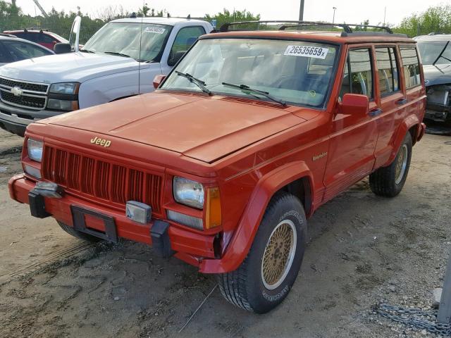 1J4FJ78S5NL185197 - 1992 JEEP CHEROKEE L RED photo 2