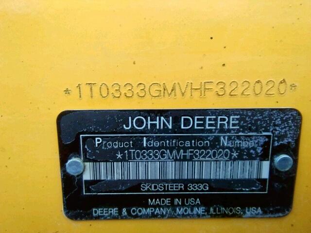 1T0333GMVHF322020 - 2018 JOHN DEERE 333G  YELLOW photo 10