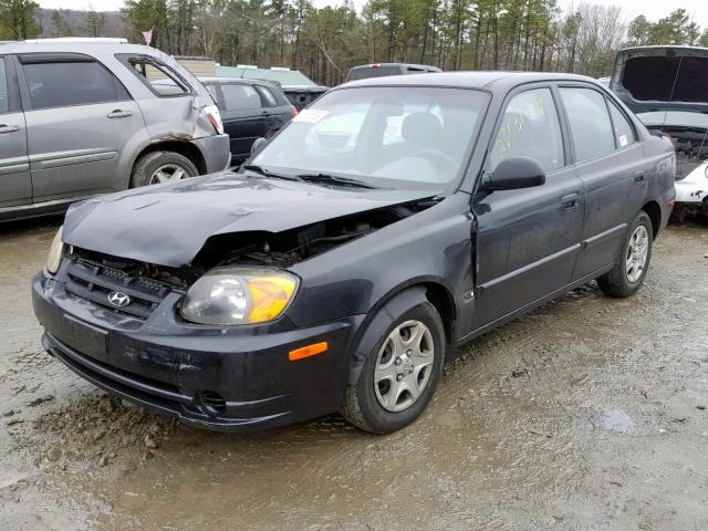 KMHCG45C34U503860 - 2004 HYUNDAI ACCENT GL BLACK photo 2