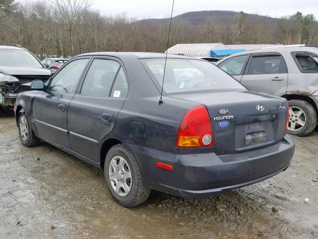 KMHCG45C34U503860 - 2004 HYUNDAI ACCENT GL BLACK photo 3