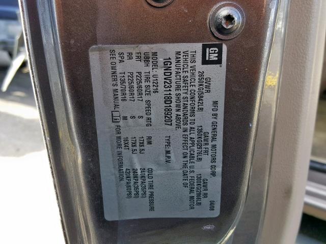 1GNDV23118D189207 - 2008 CHEVROLET UPLANDER L Qəhvəyi foto 10