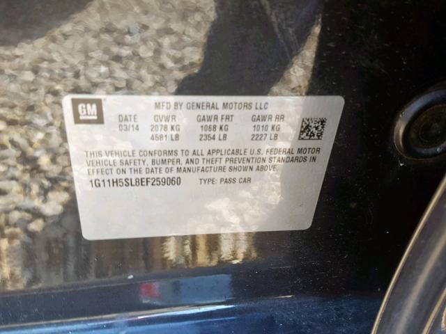 1G11H5SL8EF259060 - 2014 CHEVROLET MALIBU LTZ 灰色 照片 10