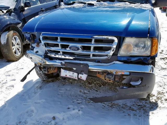 1FTYR10U82TA24033 - 2002 FORD RANGER BLUE photo 9