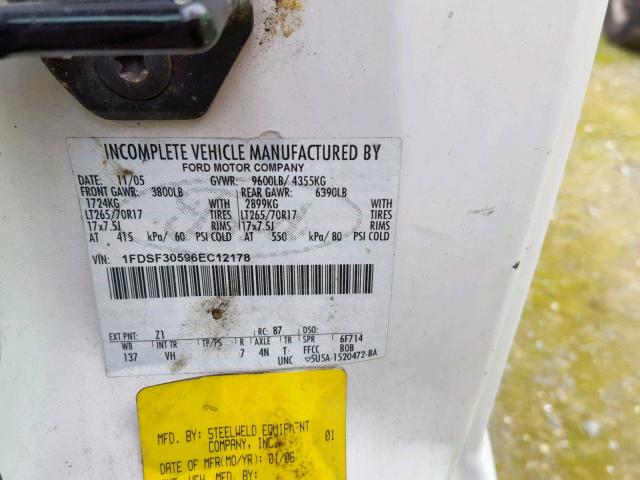 1FDSF30596EC12178 - 2006 FORD F350 SRW S WHITE photo 10