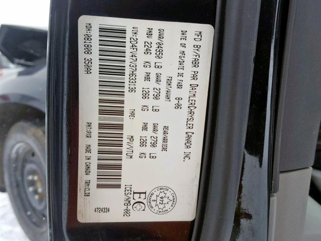 2D4FV47V37H633136 - 2007 DODGE MAGNUM SXT BLACK photo 10