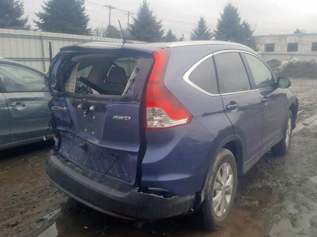 2HKRM4H77DH683375 - 2013 HONDA CR-V EXL BLUE photo 4