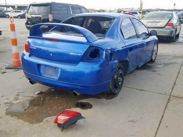 1B3ES66S84D531586 - 2004 DODGE NEON SRT-4 BLUE photo 4