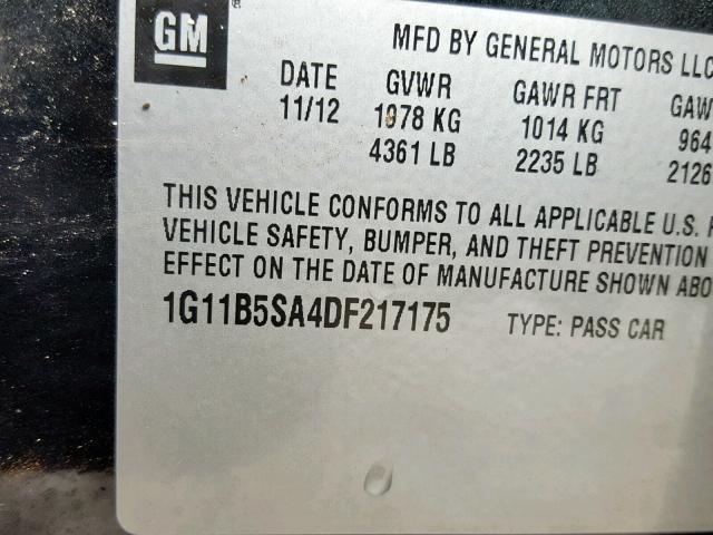 1G11B5SA4DF217175 - 2013 CHEVROLET MALIBU LS RED photo 10