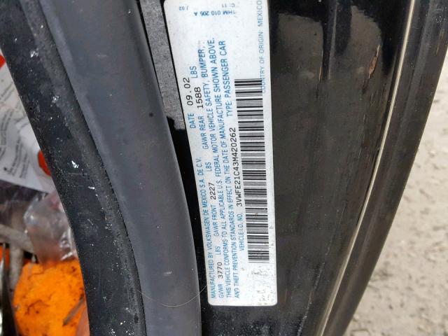 3VWFE21C43M420262 - 2003 VOLKSWAGEN NEW BEETLE Schwarz Foto 10