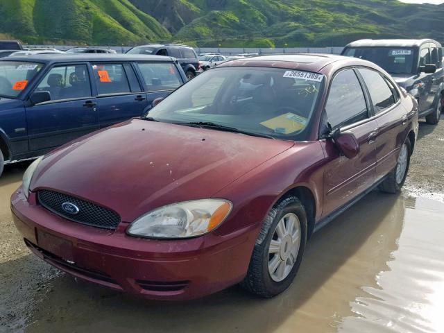 1FAFP56295A248198 - 2005 FORD TAURUS SEL BURGUNDY photo 2