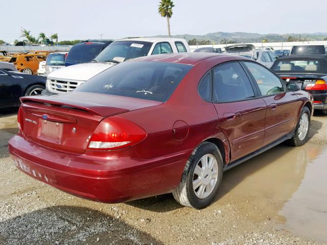 1FAFP56295A248198 - 2005 FORD TAURUS SEL BURGUNDY photo 4