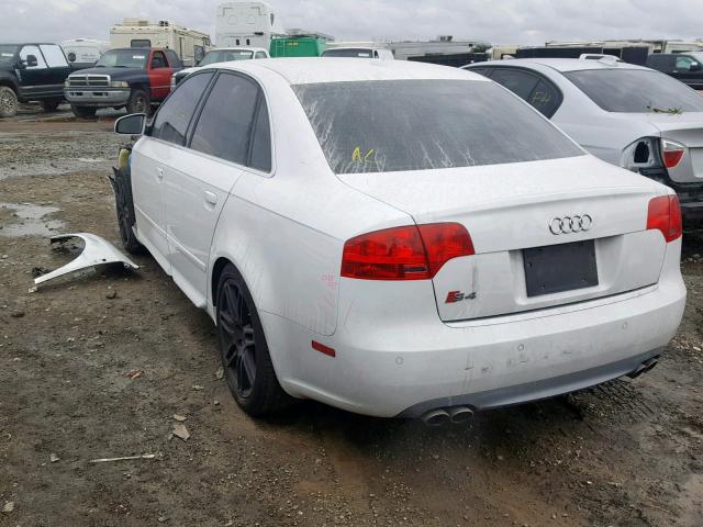 WAUGL78E48A098953 - 2008 AUDI S4 QUATTRO WHITE photo 3