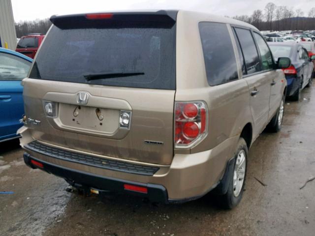 2HKYF18116H518960 - 2006 HONDA PILOT LX GOLD photo 4