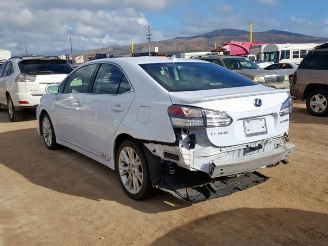 JTHBB1BA7A2006929 - 2010 LEXUS HS 250H WHITE photo 3