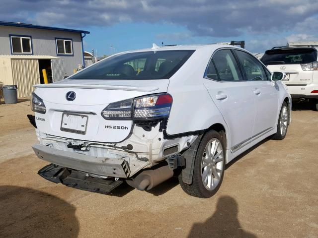 JTHBB1BA7A2006929 - 2010 LEXUS HS 250H WHITE photo 4