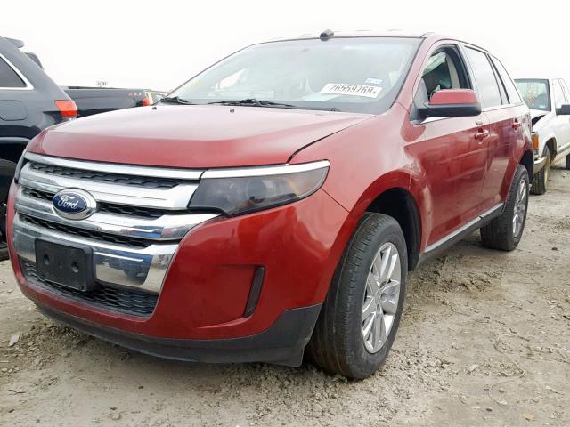 2FMDK3JC6EBB29612 - 2014 FORD EDGE SEL BURGUNDY photo 2