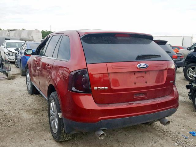 2FMDK3JC6EBB29612 - 2014 FORD EDGE SEL BURGUNDY photo 3