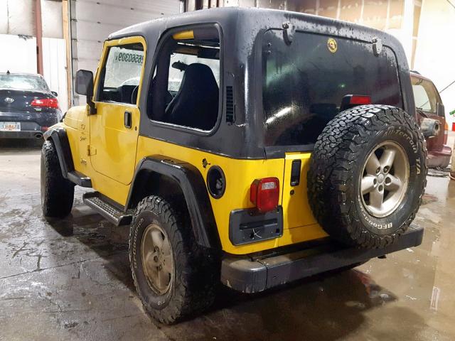 1J4FA49S01P342988 - 2001 JEEP WRANGLER / YELLOW photo 3