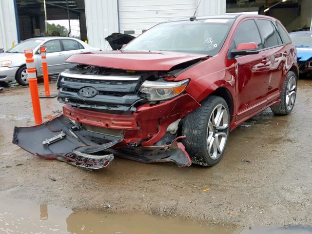 2FMDK3AKXDBC83861 - 2013 FORD EDGE SPORT BURGUNDY photo 2