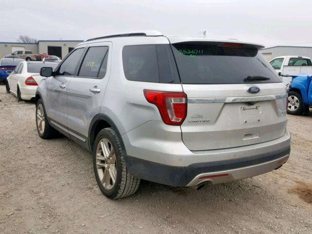 1FM5K7FH2HGB30558 - 2017 FORD EXPLORER L SILVER photo 3