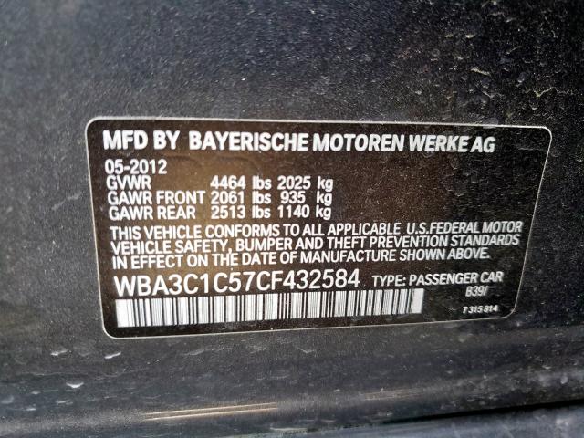 WBA3C1C57CF432584 - 2012 BMW 328 I SULEV  photo 10