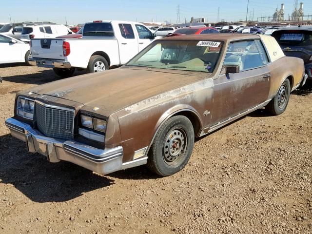 1G4EZ57Y2FE457257 - 1985 BUICK RIVIERA BROWN photo 2