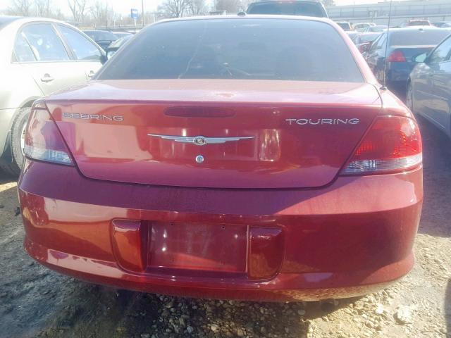 1C3EL56R36N188917 - 2006 CHRYSLER SEBRING TO MAROON photo 9