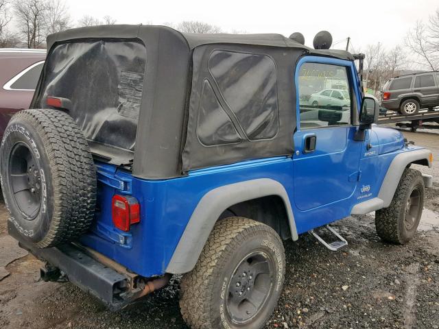 1J4FA49S23P334216 - 2003 JEEP WRANGLER / BLUE photo 4