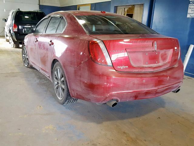 1LNHL9FT4AG610309 - 2010 LINCOLN MKS RED photo 3