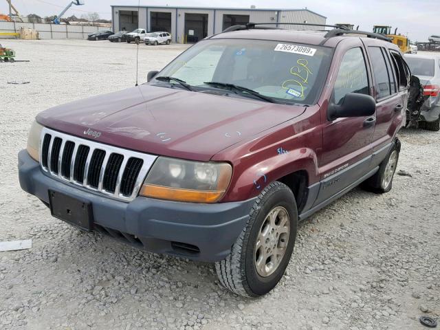 1J4GW48N21C626907 - 2001 JEEP GRAND CHER MAROON photo 2