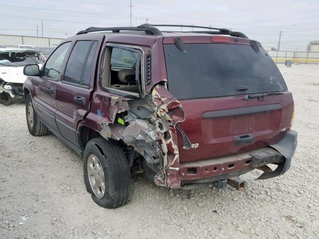 1J4GW48N21C626907 - 2001 JEEP GRAND CHER MAROON photo 3