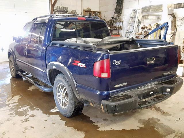 1GCDT13W32K210338 - 2002 CHEVROLET S TRUCK S1 BLUE photo 3