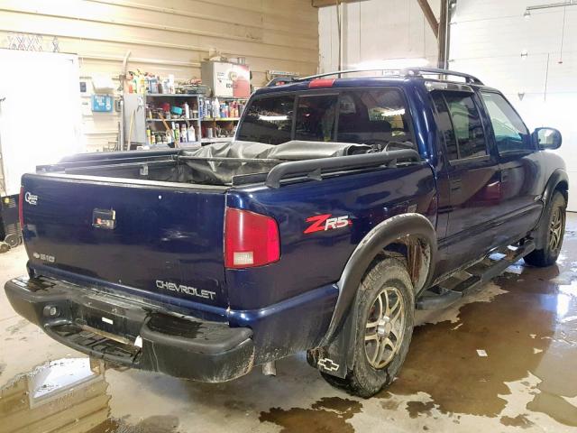 1GCDT13W32K210338 - 2002 CHEVROLET S TRUCK S1 BLUE photo 4