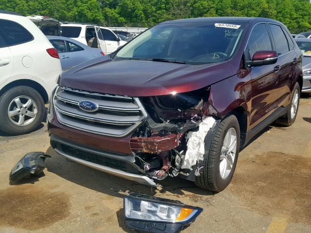 2FMPK3J81JBB22747 - 2018 FORD EDGE SEL BURGUNDY photo 2