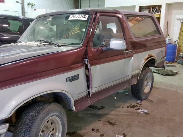 1FMEU15H7TLB86181 - 1996 FORD BRONCO U10 MAROON photo 9