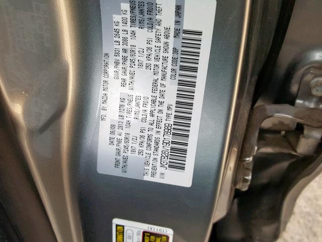 JM3TB28V190178989 - 2009 MAZDA CX-9 GRAY photo 10