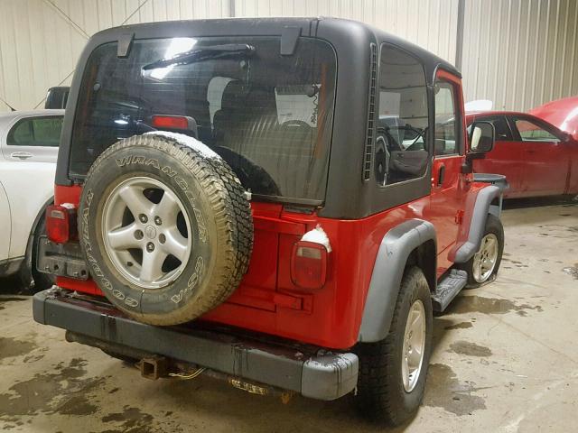 1J4FA49S64P713026 - 2004 JEEP WRANGLER / RED photo 4