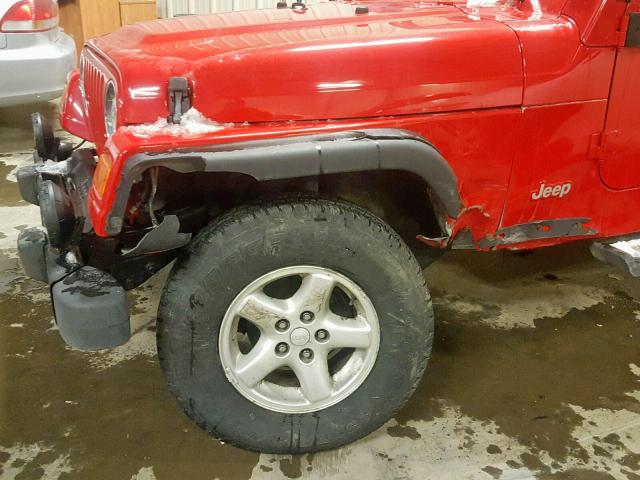 1J4FA49S64P713026 - 2004 JEEP WRANGLER / RED photo 9