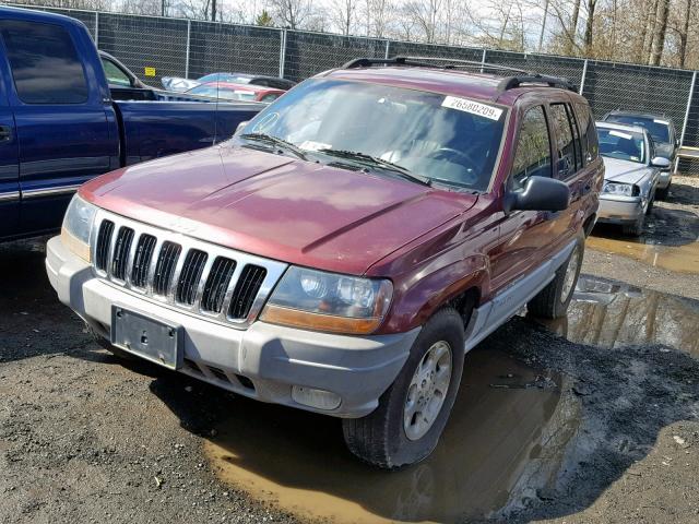 1J4GW58S0XC542802 - 1999 JEEP GRAND CHER BURGUNDY photo 2