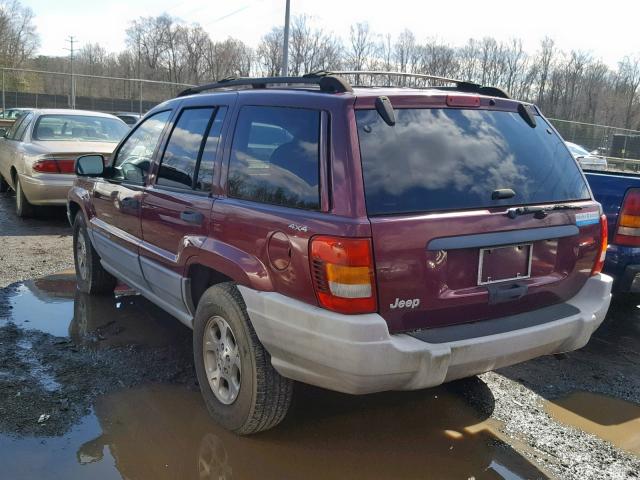 1J4GW58S0XC542802 - 1999 JEEP GRAND CHER BURGUNDY photo 3