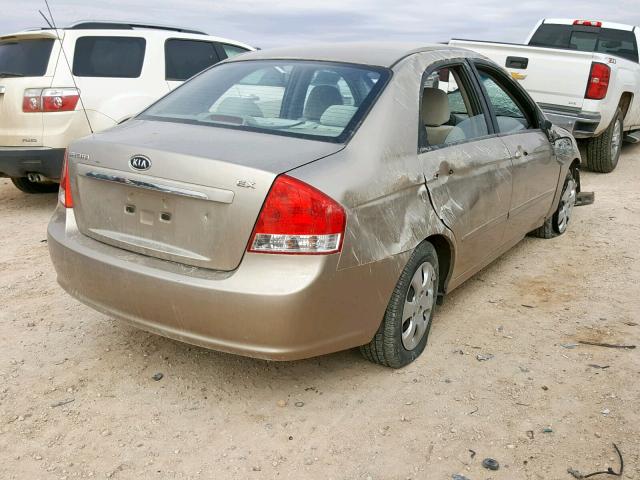 KNAFE121585538826 - 2008 KIA SPECTRA EX TAN photo 4