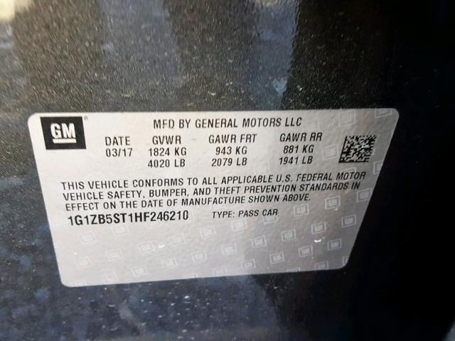 1G1ZB5ST1HF246210 - 2017 CHEVROLET MALIBU LS GRAY photo 10