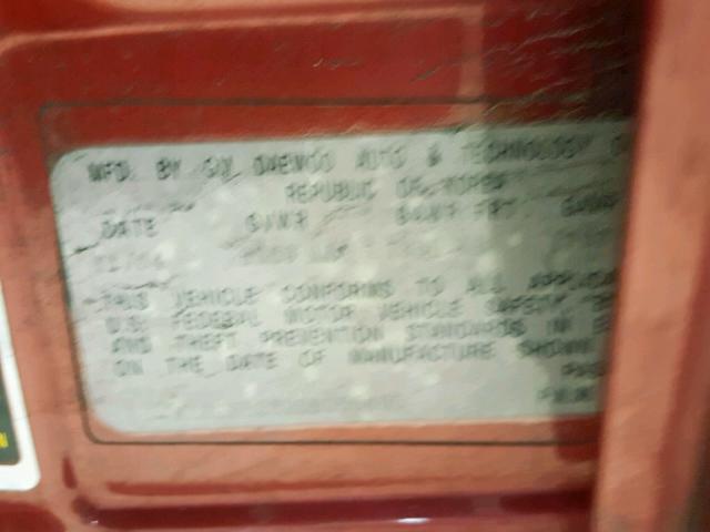 KL1TD52625B355495 - 2005 CHEVROLET AVEO BASE წითელი ფოტო 10